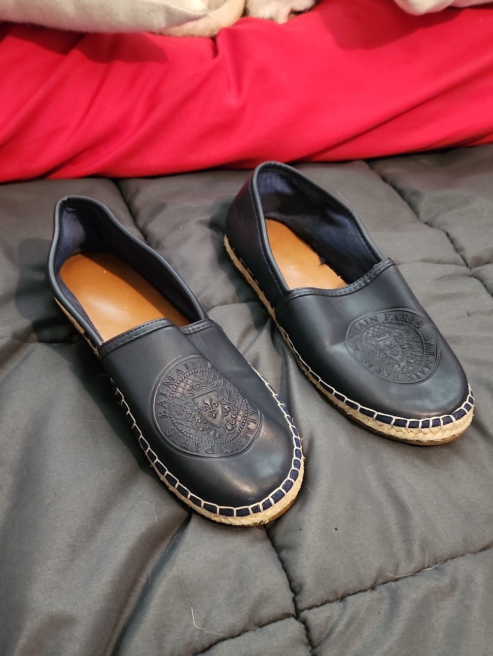 Balmain Paris Leather Espadrilles Slip-On Shoes Size 7 1/2